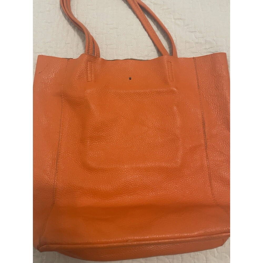 Uno Alla Volta Handbag Leather Tote Orange Summer Work Travel career Bag